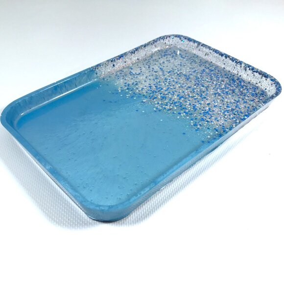 Ocean Blue Glitter and Stars Resin Tray - Picture 1 of 4